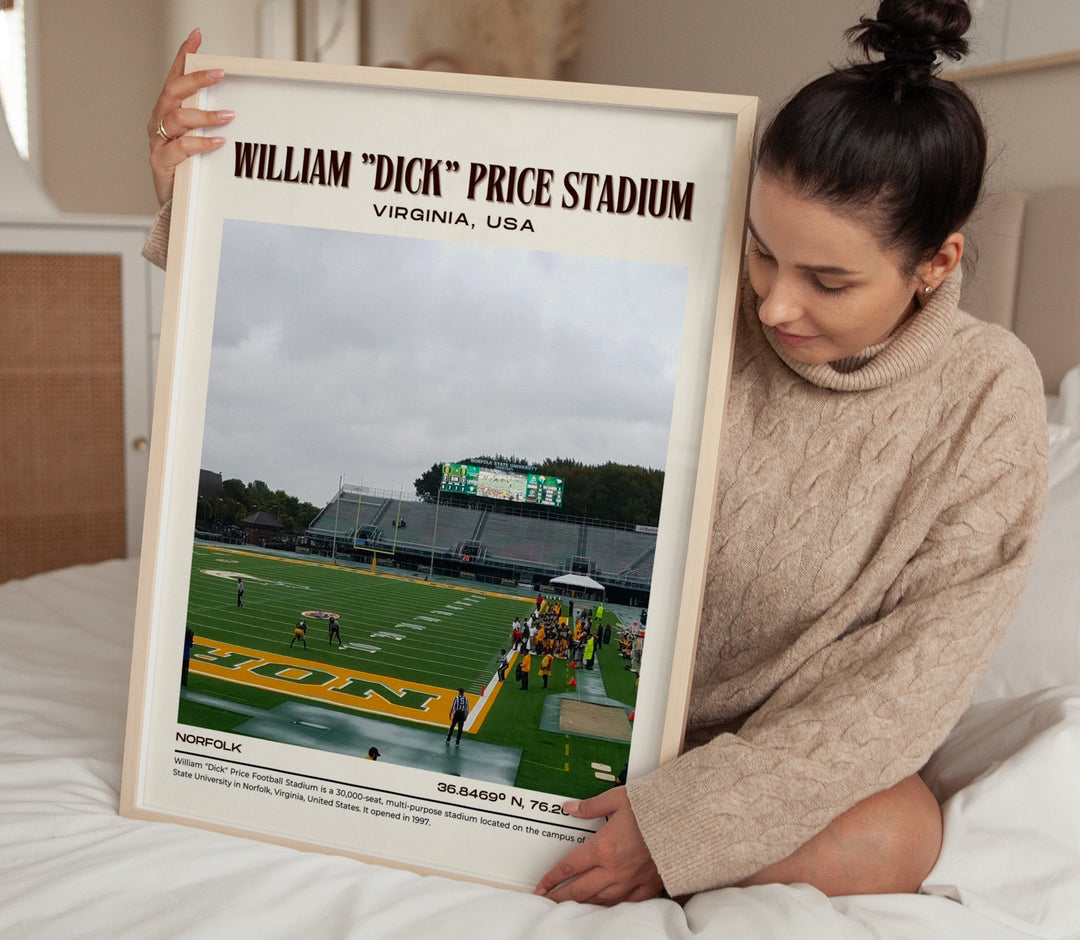 William "Dick" Price Stadium Football  Retro Wall Art