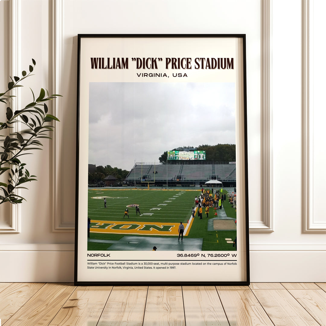 William "Dick" Price Stadium Football  Retro Wall Art