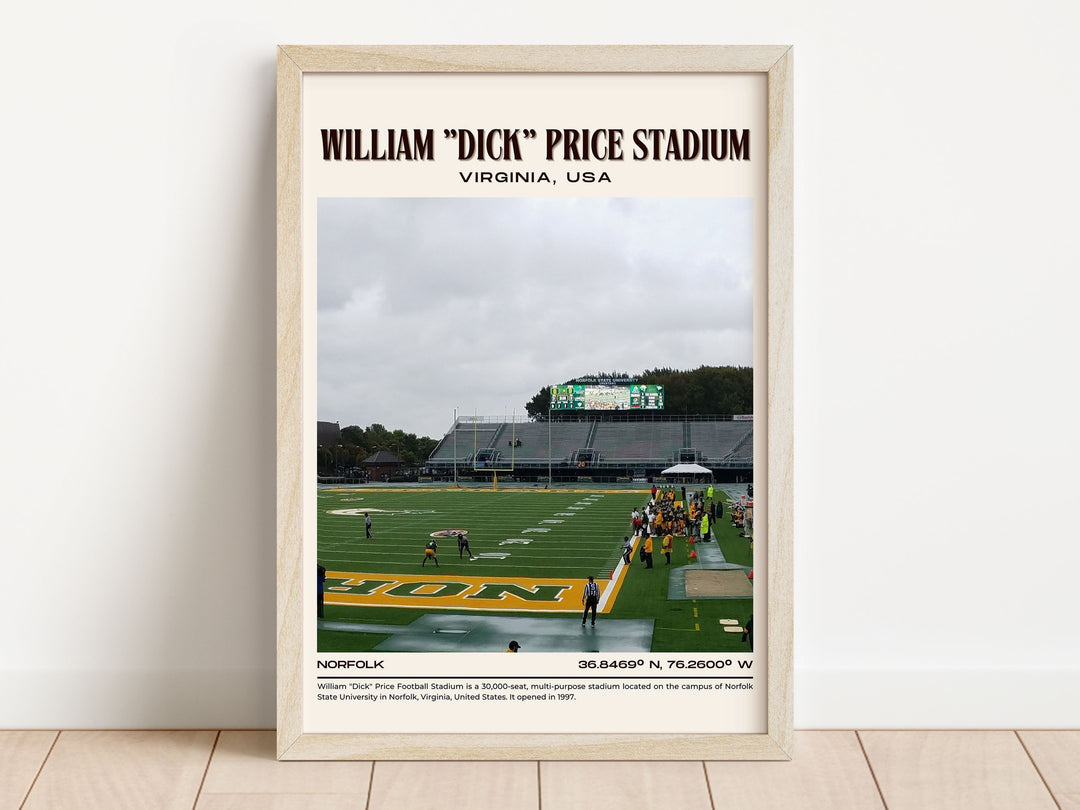 William "Dick" Price Stadium Football  Retro Wall Art