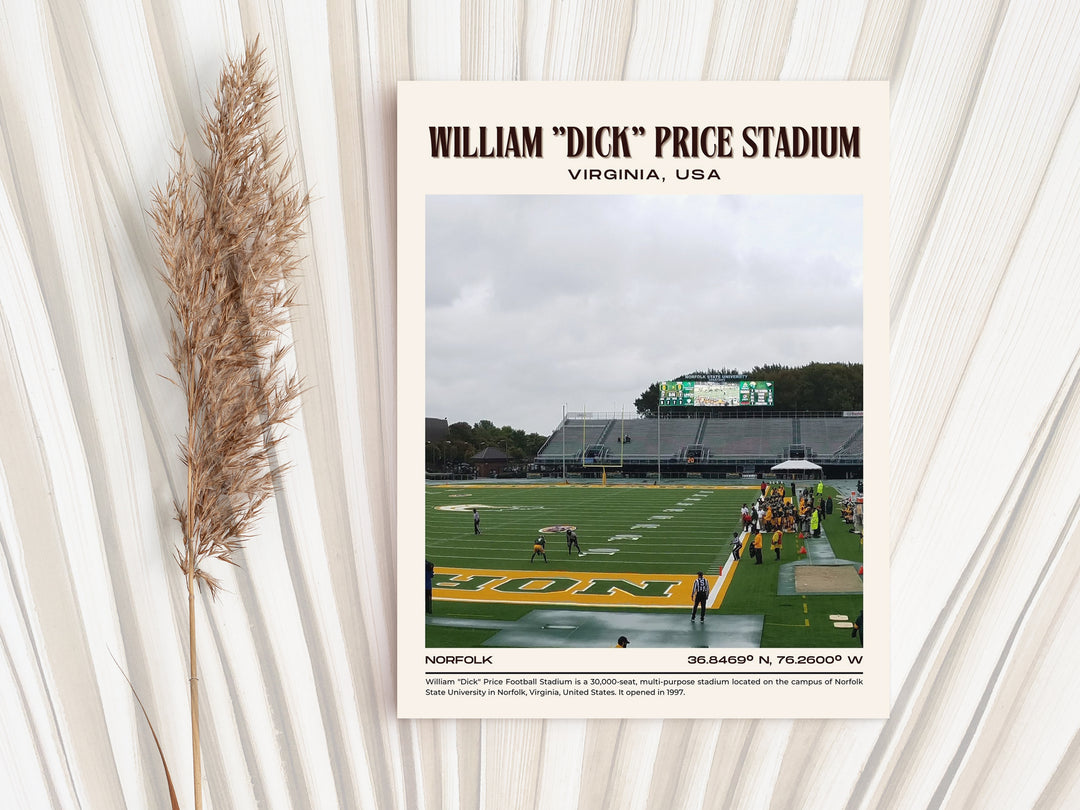 William "Dick" Price Stadium Football  Retro Wall Art