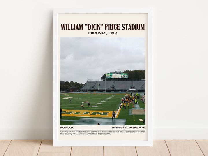 William "Dick" Price Stadium Football  Retro Wall Art