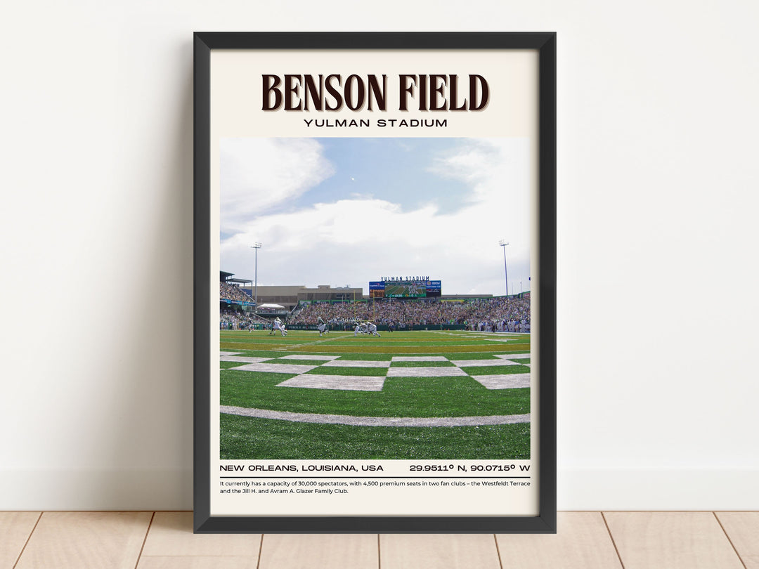 Benson Field at Yulman Stadium Football Retro Wall Art