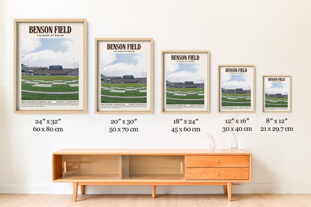 Benson Field at Yulman Stadium Football Retro Wall Art