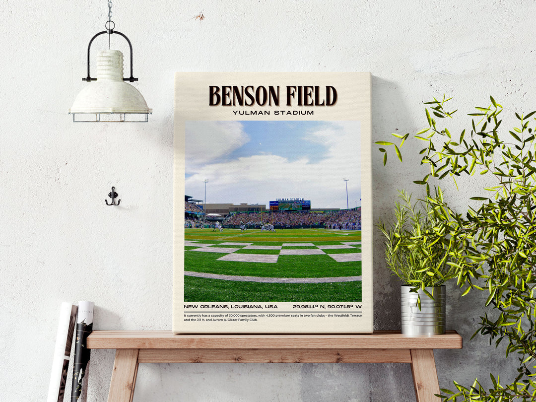 Benson Field at Yulman Stadium Football Retro Wall Art