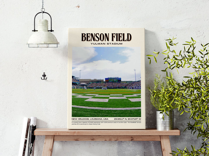 Benson Field at Yulman Stadium Football Retro Wall Art