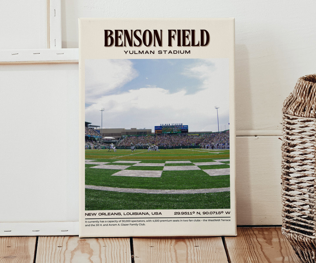 Benson Field at Yulman Stadium Football Retro Wall Art