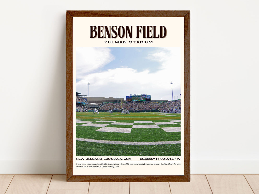 Benson Field at Yulman Stadium Football Retro Wall Art