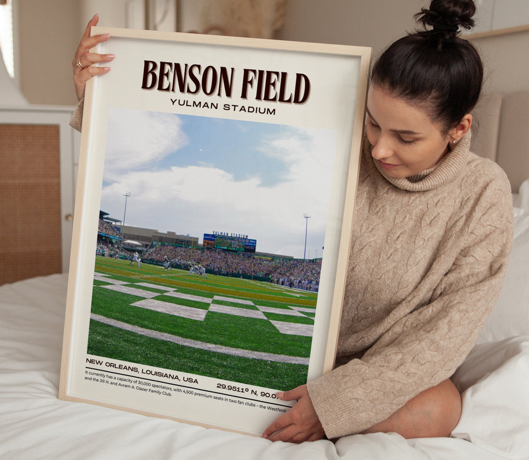 Benson Field at Yulman Stadium Football Retro Wall Art