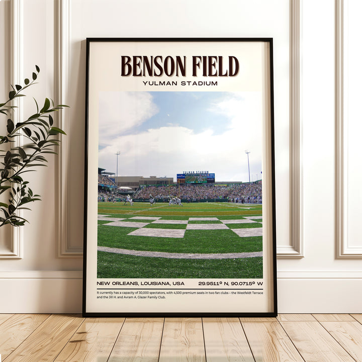 Benson Field at Yulman Stadium Football Retro Wall Art