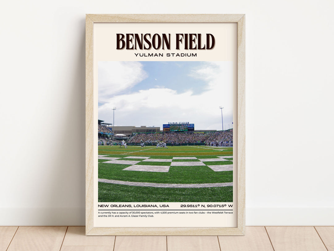 Benson Field at Yulman Stadium Football Retro Wall Art