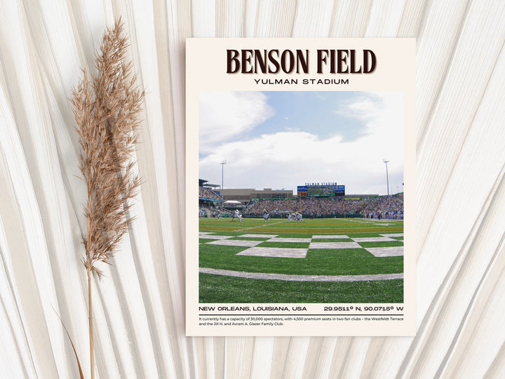 Benson Field at Yulman Stadium Football Retro Wall Art