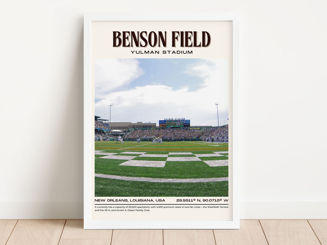 Benson Field at Yulman Stadium Football Retro Wall Art