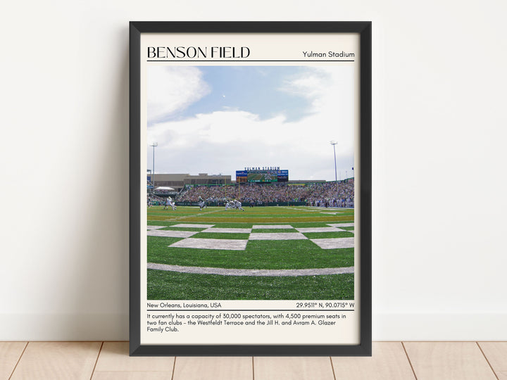 Benson Field at Yulman Stadium Football Minimal Wall Art