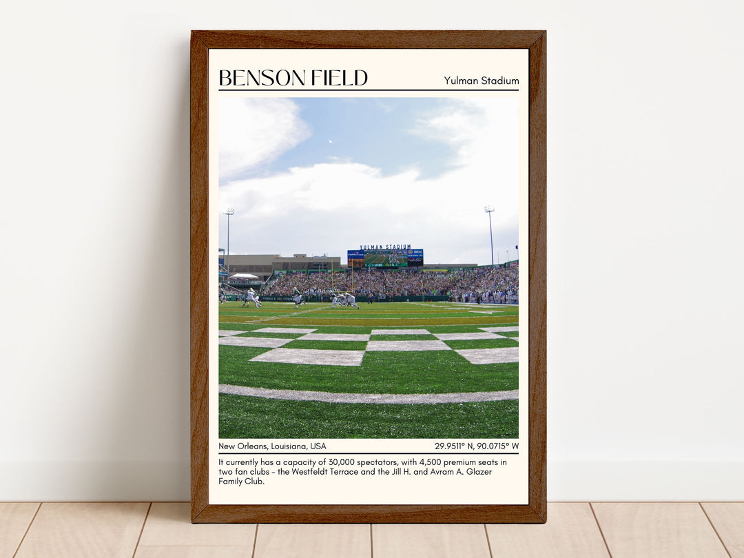 Benson Field at Yulman Stadium Football Minimal Wall Art