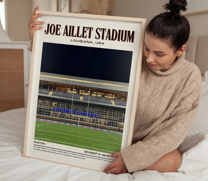 Joe Aillet Stadium Football Retro Wall Art