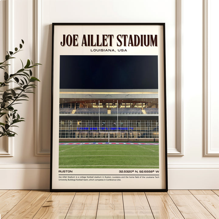 Joe Aillet Stadium Football Retro Wall Art