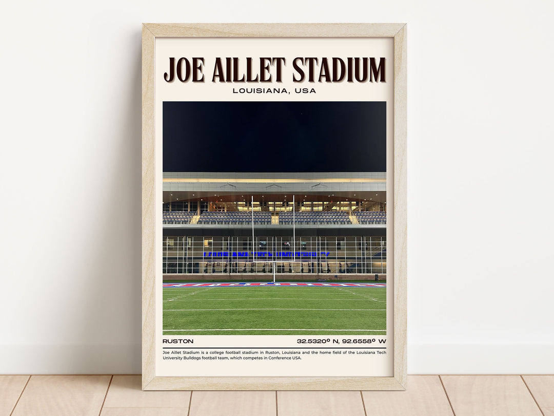 Joe Aillet Stadium Football Retro Wall Art