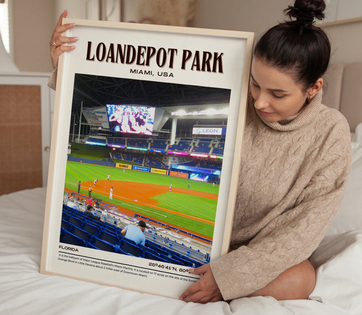 LoanDepot Park Stadium Baseball Retro Wall Art