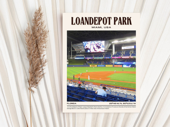 LoanDepot Park Stadium Baseball Retro Wall Art