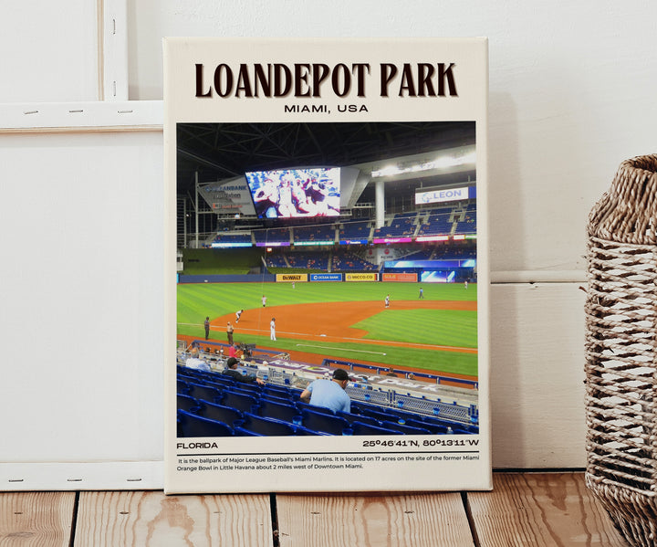 LoanDepot Park Stadium Baseball Retro Wall Art