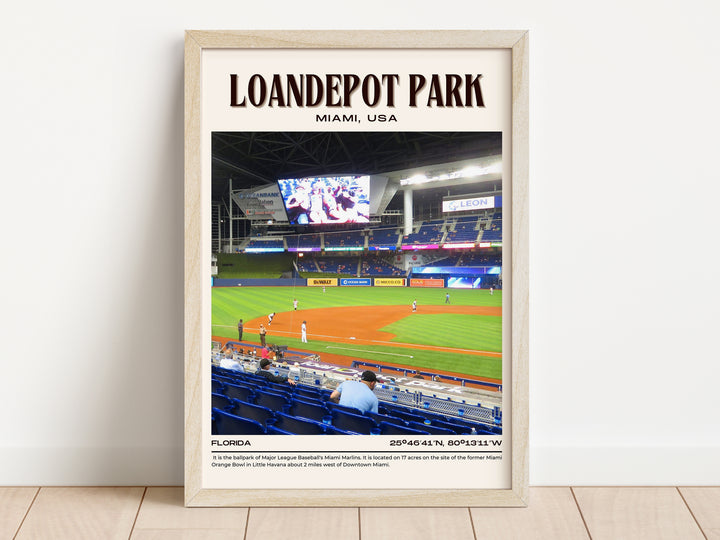 LoanDepot Park Stadium Baseball Retro Wall Art