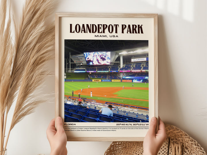 LoanDepot Park Stadium Baseball Retro Wall Art