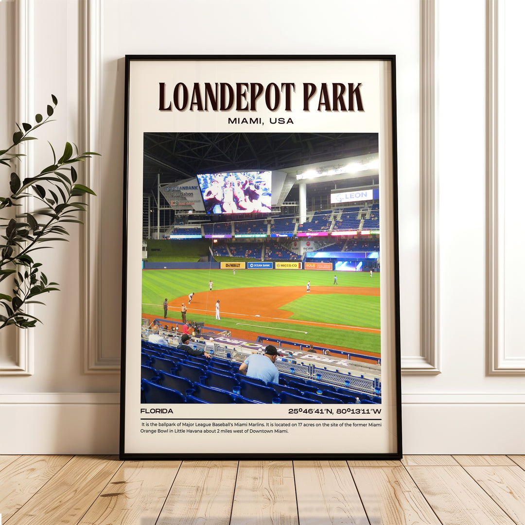 LoanDepot Park Stadium Baseball Retro Wall Art