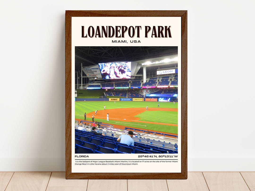 LoanDepot Park Stadium Baseball Retro Wall Art