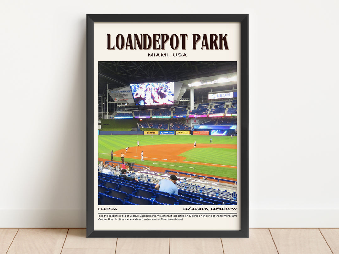 LoanDepot Park Stadium Baseball Retro Wall Art