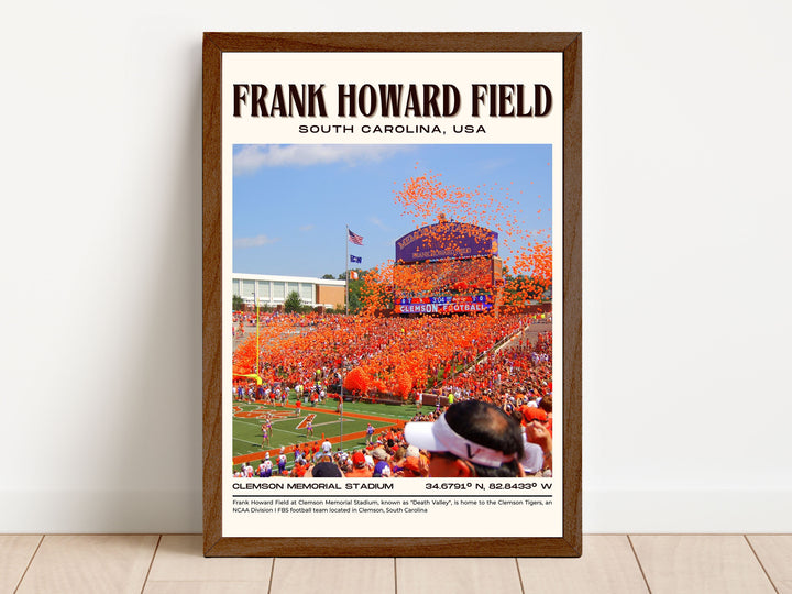 Frank Howard Field Stadium Football Retro Wall Art