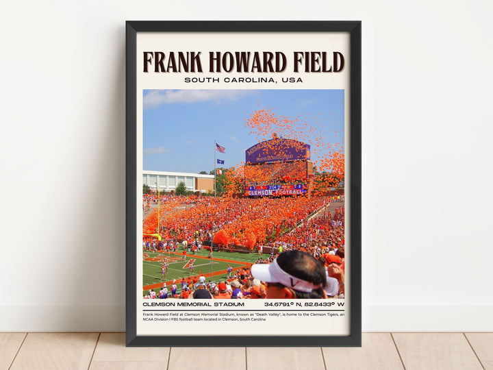 Frank Howard Field Stadium Football Retro Wall Art