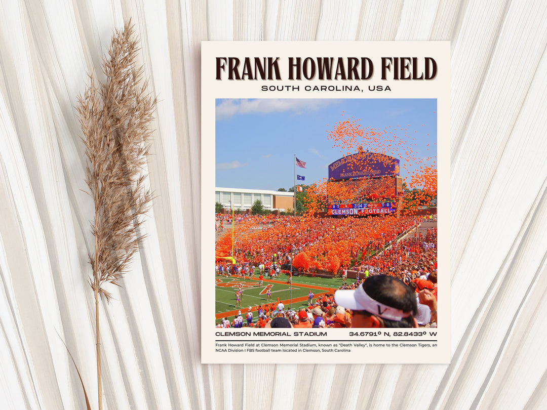 Frank Howard Field Stadium Football Retro Wall Art