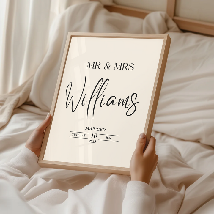 Custom Wedding Gift, Personalised Mr & Mrs Print, Wedding Gift For Couple, Wedding Present Gift Idea For Newlyweds, Just Married Wedding Prints TW105. UM
