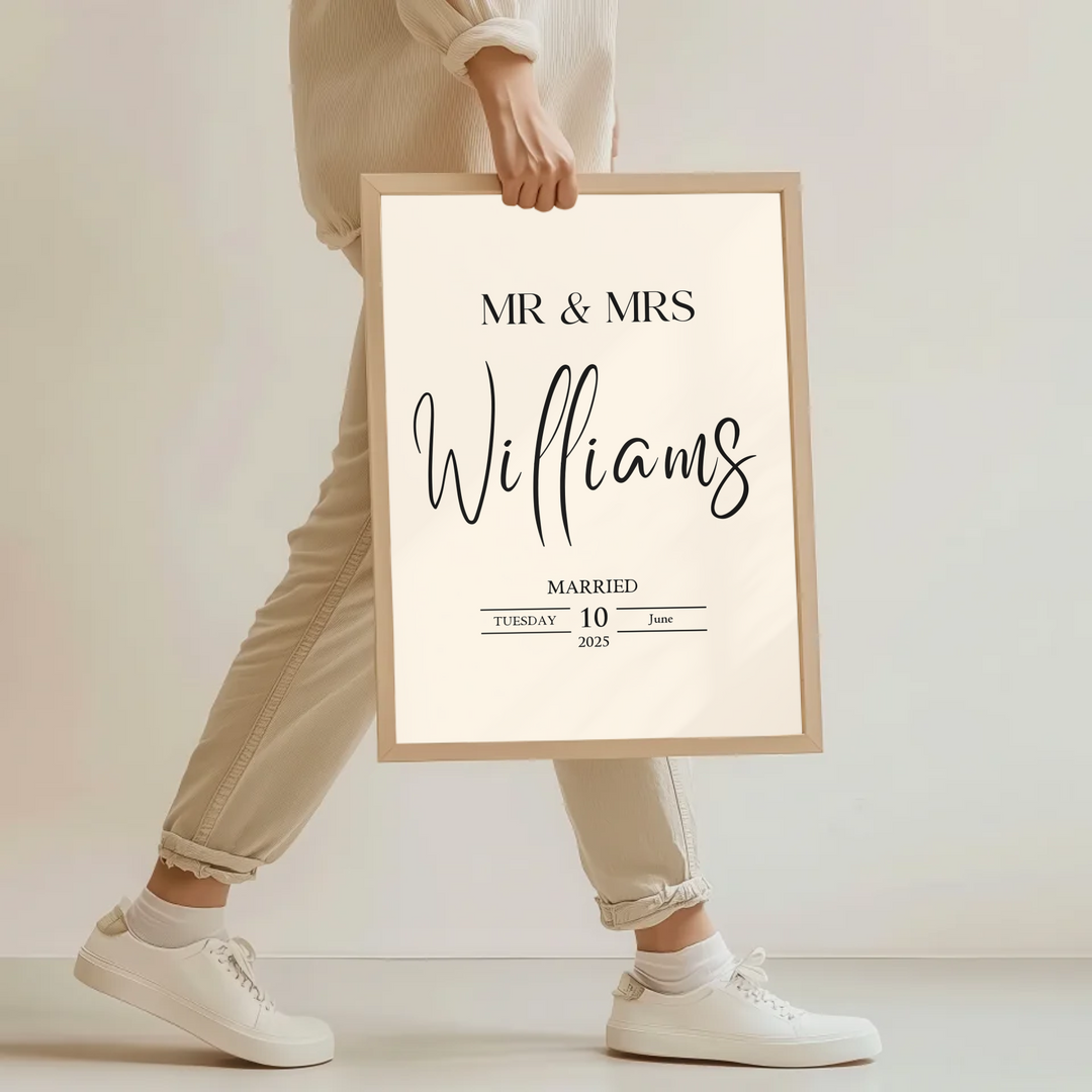 Custom Wedding Gift, Personalised Mr & Mrs Print, Wedding Gift For Couple, Wedding Present Gift Idea For Newlyweds, Just Married Wedding Prints TW105. UM