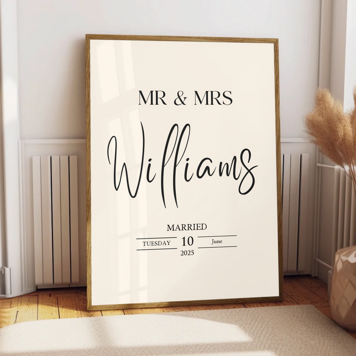 Custom Wedding Gift, Personalised Mr & Mrs Print, Wedding Gift For Couple, Wedding Present Gift Idea For Newlyweds, Just Married Wedding Prints TW105. UM