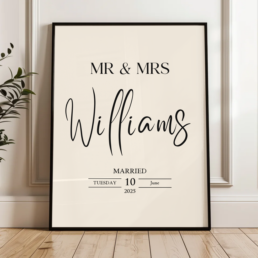 Custom Wedding Gift, Personalised Mr & Mrs Print, Wedding Gift For Couple, Wedding Present Gift Idea For Newlyweds, Just Married Wedding Prints TW105. UM