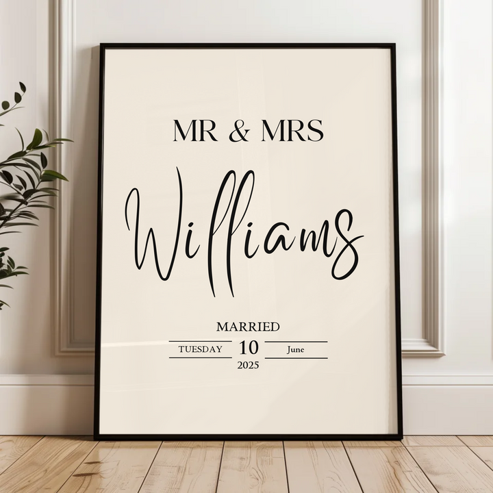 Custom Wedding Gift, Personalised Mr & Mrs Print, Wedding Gift For Couple, Wedding Present Gift Idea For Newlyweds, Just Married Wedding Prints TW105. UM