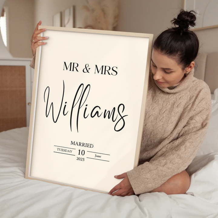Custom Wedding Gift, Personalised Mr & Mrs Print, Wedding Gift For Couple, Wedding Present Gift Idea For Newlyweds, Just Married Wedding Prints TW105. UM
