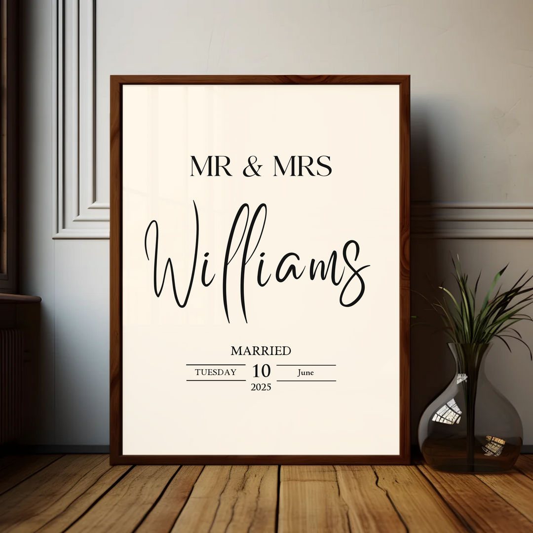 Custom Wedding Gift, Personalised Mr & Mrs Print, Wedding Gift For Couple, Wedding Present Gift Idea For Newlyweds, Just Married Wedding Prints TW105. UM