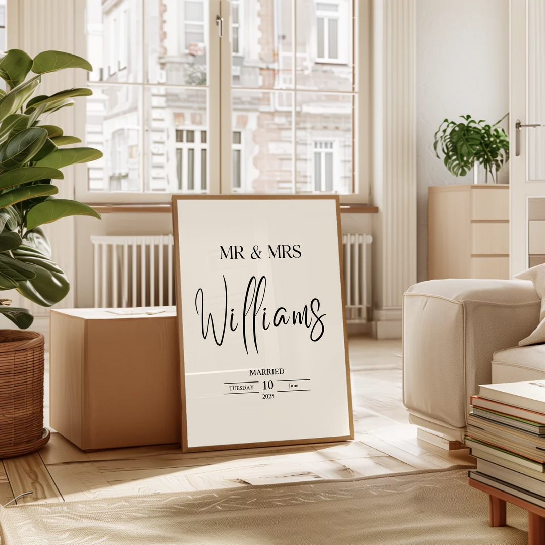 Custom Wedding Gift, Personalised Mr & Mrs Print, Wedding Gift For Couple, Wedding Present Gift Idea For Newlyweds, Just Married Wedding Prints TW105. UM