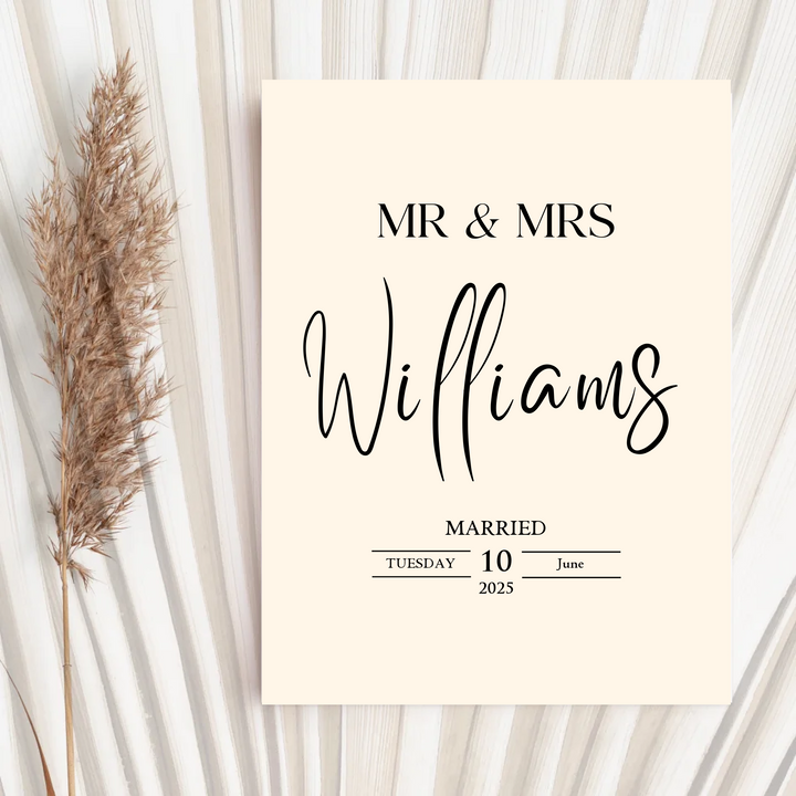 Custom Wedding Gift, Personalised Mr & Mrs Print, Wedding Gift For Couple, Wedding Present Gift Idea For Newlyweds, Just Married Wedding Prints TW105. UM