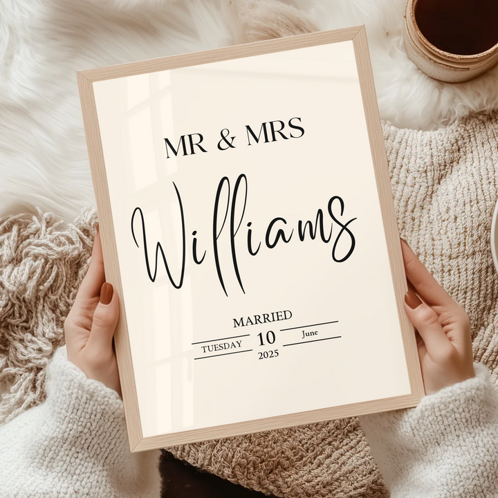 Custom Wedding Gift, Personalised Mr & Mrs Print, Wedding Gift For Couple, Wedding Present Gift Idea For Newlyweds, Just Married Wedding Prints TW105. UM