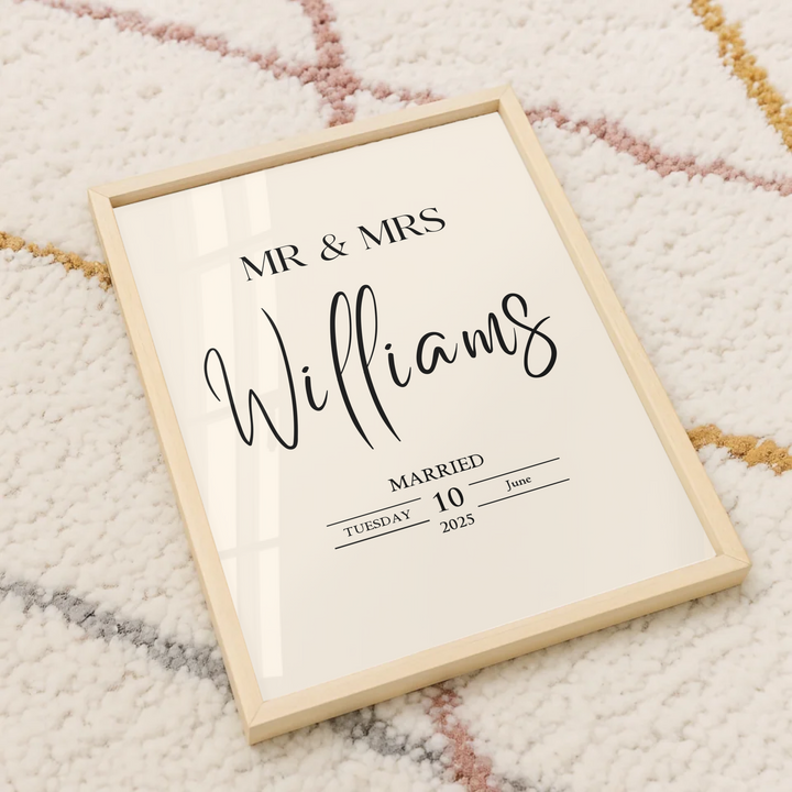 Custom Wedding Gift, Personalised Mr & Mrs Print, Wedding Gift For Couple, Wedding Present Gift Idea For Newlyweds, Just Married Wedding Prints TW105. UM