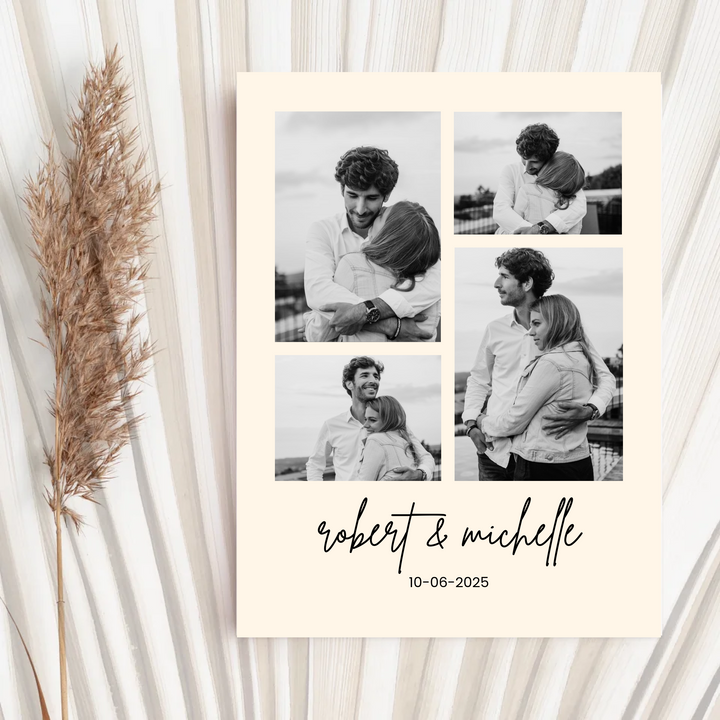 Wedding Photo Collage Invitation, Couple Photo, Modern Wedding, Minimalist Wedding TW211. UM
