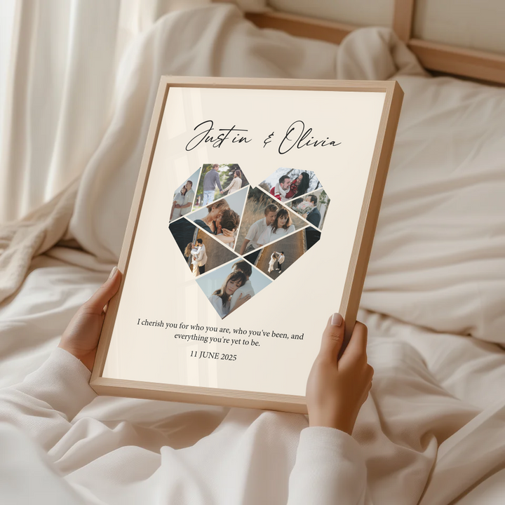 Custom Heart photo collage, One year Anniversary Gift Boyfriend, 1st wedding Anniversary Gift Girlfriend, 1 year Anniversary Gift Husband TW160. UM