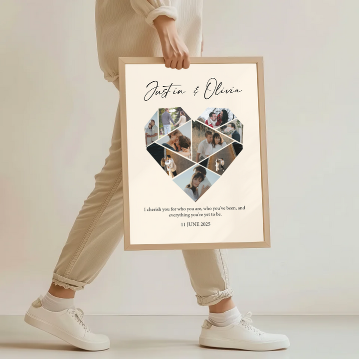 Custom Heart photo collage, One year Anniversary Gift Boyfriend, 1st wedding Anniversary Gift Girlfriend, 1 year Anniversary Gift Husband TW160. UM