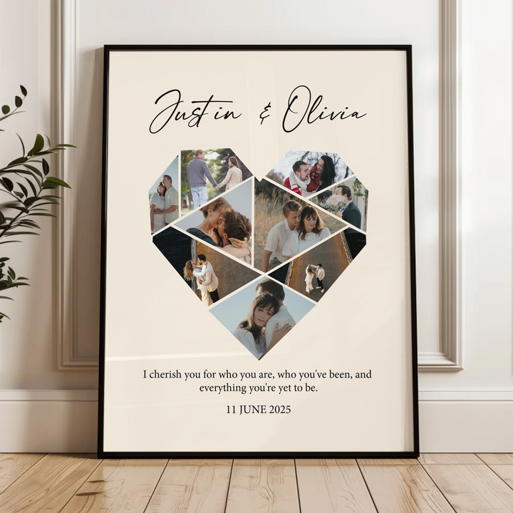 Custom Heart photo collage, One year Anniversary Gift Boyfriend, 1st wedding Anniversary Gift Girlfriend, 1 year Anniversary Gift Husband TW160. UM