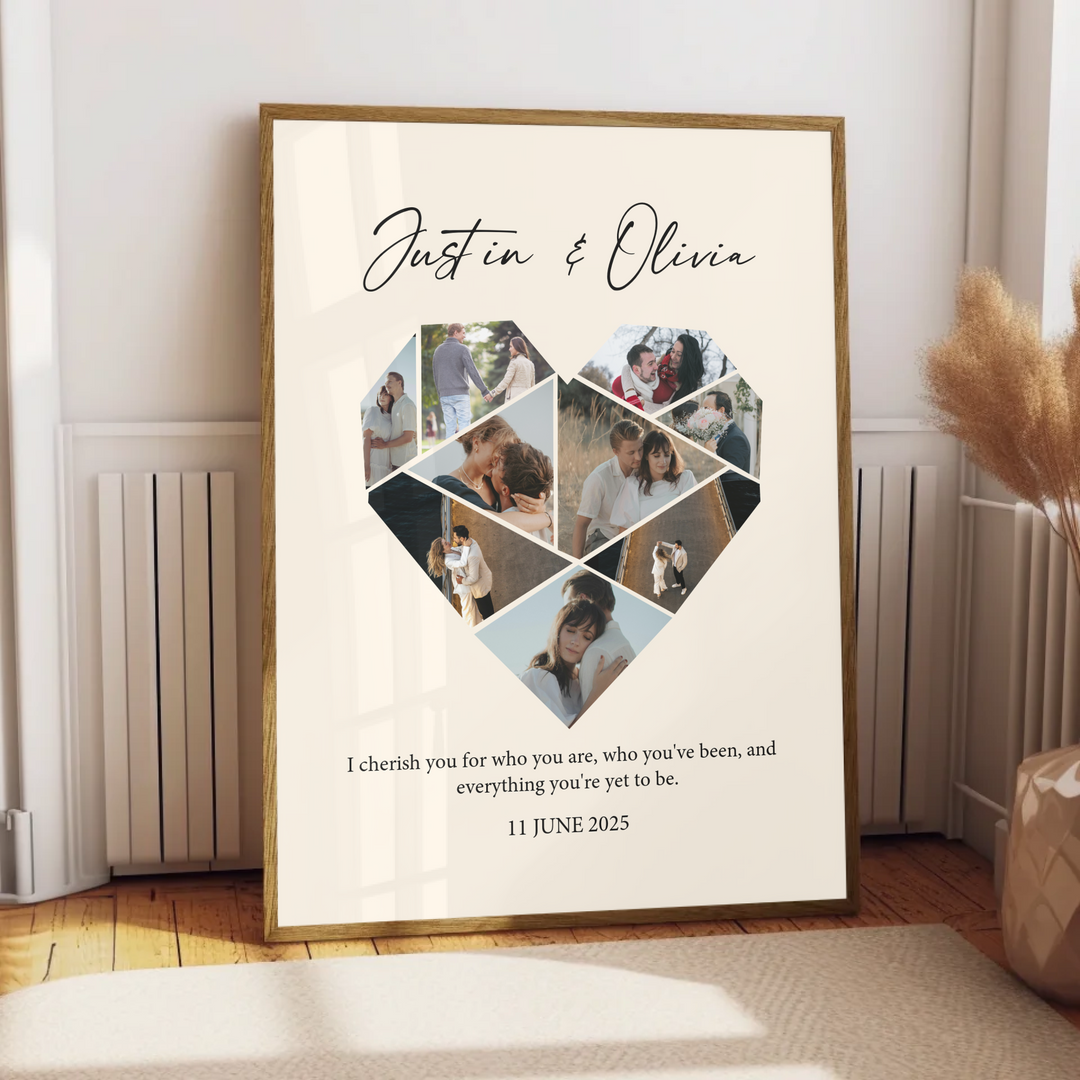Custom Heart photo collage, One year Anniversary Gift Boyfriend, 1st wedding Anniversary Gift Girlfriend, 1 year Anniversary Gift Husband TW160. UM