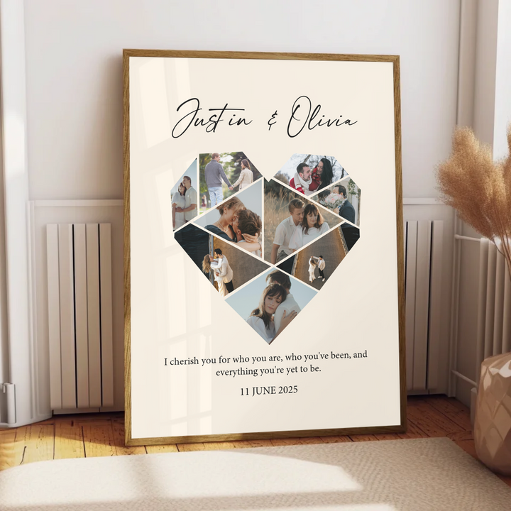 Custom Heart photo collage, One year Anniversary Gift Boyfriend, 1st wedding Anniversary Gift Girlfriend, 1 year Anniversary Gift Husband TW160. UM