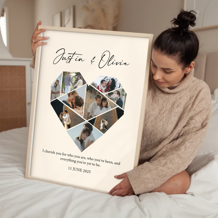 Custom Heart photo collage, One year Anniversary Gift Boyfriend, 1st wedding Anniversary Gift Girlfriend, 1 year Anniversary Gift Husband TW160. UM
